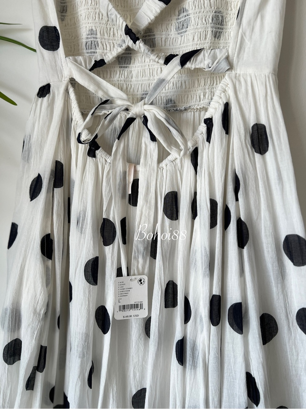 NWT Free People Ultraviolet Smocked Boho Maxi Dress Puff Sleeve Strappy Back - Picture 9 of 11
